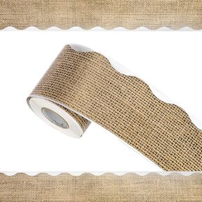 uxcell Bulletin Board Borders, 65.6Ft x 2.75Inch Rolled Classroom Border Trim Notice Board Frame for Classroom Decoration, Burlap Edge