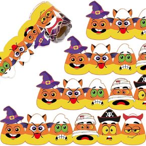 Whaline 32.8ft Cute Halloween Bulletin Board Borders Cartoon Candy Cane Die-Cut Border Trim for Halloween Chalkboard Decoration