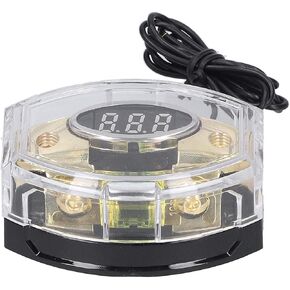 Fuse Holder Box Transparent 4/6/8 Gauge 1 in 1 Out Digital Voltage Display with 100A Fuse Power Distribution Block for Car Yacht o Video