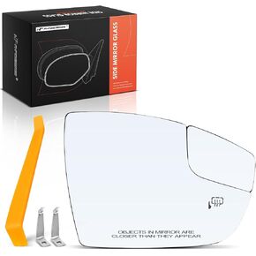 A-Premium Right Passenger Side Heated Mirror Glass Replacement with Backing Plate Compatible with Ford Focus 2012-2018 - Exterior Side View Convex Mirror with Rear Holder Replace# CM5Z-17K707-G