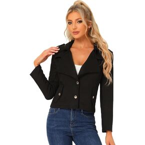 Allegra K Faux Suede Jackets for Women's 2024 Spring Casual Button Down Cropped Jacket