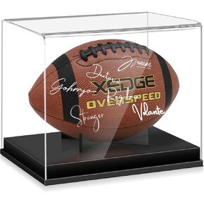 Football Display Case, Acrylic Football Case Clear Display Case for Full Size Signed Football Holder with UV Protection, No Assembly Required Football Display Box with Removable Football Display Stand
