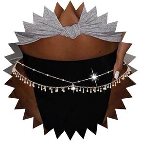 Gold Waist Chain Belly Body Chains Rhinestone Chain Belt Layered Body Jewelry Crystal Belly Chain for Women