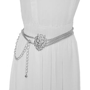 U Scinan Metal Waist Chain Dress Belts Fashion Lion Head Decorative Body Chains Jewelry Accessories for Women Girls