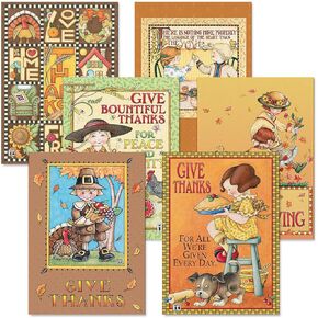 Current Harvest Thanksgiving Greeting Cards Set - Themed Holiday Card Variety Value Pack, Set of 6 Large 5 x 7-Inch Cards, Assortment of 3 Unique Designs, Envelopes Included