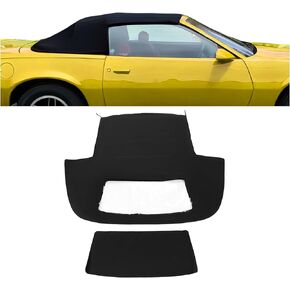 KUAFU Convertible Soft Top Compatible with 1987-1989 Chevy Chevrolet Camaro Black Sailcloth Vinyl Top & Clear Plastic Window 50 Inches Wide