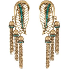 مشبك عتيق على أقراط شرابة باللون البرونزي، ألماس تشيكي أخضر، مجوهرات شرابة ذهبية للنساء in Kuwait