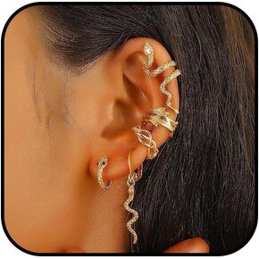 Gold Snake Earrings for Women 5PCS Snake Earrings Set Snake Cartilage Earrings Chunky Hoop Earrings Personality Halloween Jewelry Accessories