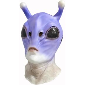 Realistic Purple Alien Mask Halloween Cosplay Alien Head Prank Latex Extraterrestrial Costume Mask for Party Dress Up Props