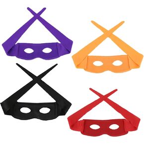 4Pcs Halloween Eye Mask Black Thief Bandit Masquerade Mask Black Headband Masks Costume for Men Women
