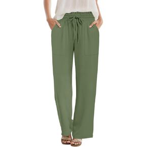 DB MOON Womens Wide Leg Pants Business Casual Outfits Loose High Waist Trouser with Pockets