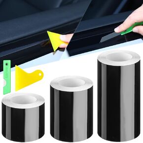 Ireer 3 Rolls Gloss Black Vinyl Wrap with Tools Vinyl Wrap Rolls Car Wrap Vinyl Black Wrap for Cars Gloss Adhesive Vinyl Tape for Door Window Trim, 2.8'' x 16.4 Ft, 3.9 ''x 16.4 Ft, 5.9 '' x 16.4 Ft