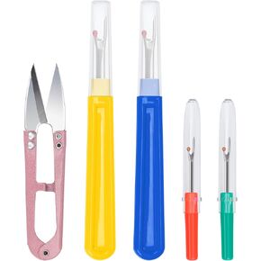 Lusecarl Seam Ripper and Thread Remover Kit 2 Big 2 Small Stitch Ripper Tool and 1 Sewing Trimming Scissor Nipper for Thread Remove (Multi-Color)