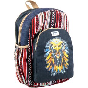 RARA Handmade-Unique design Hemp backpack, very popular in FAIR TRADE and light weight backpack from the top of Himalayas. (Blue Owl), Medium