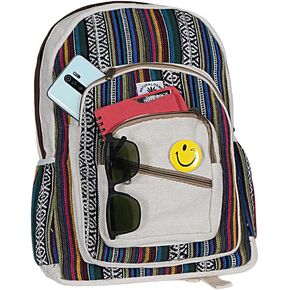 Marubhumi Natural Himalayan Hemp Backpack Large travel laptop backpack casual hippie daypack bag fits 15.6, 17 -inch notebook lightweight multi-pocket canvas boho backpack for women