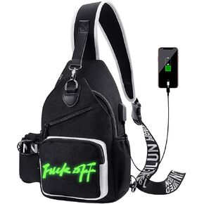 Luminous Sling Bag Cross Body Shoulder Backpack Multifunction Chest Bag for Men Boys Travel Sports Evil Smile