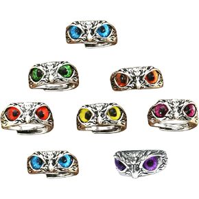 8pcs Owl Ring, Alloy Ring Owl Shape, Owl Jewelry, Cute Animal Ring