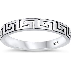Wholesale Cutout Greek Key Ring New .925 Sterling Silver Band Sizes 4-10
