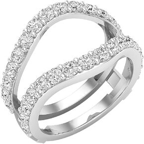 Dazzlingrock Collection 1.75 Carat (ctw) Round Lab Grown Diamond Ladies Wedding Enhancer Guard Double Ring, Available in Metal 10K/14K/18K Gold & 925 Sterling Silver