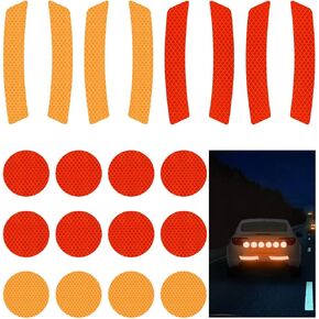 20PCS Car Reflective Stickers, Waterproof Stick-On Auto Safety Reflector Strips, Vehicle Exterior Warning Reflective Tapes Accessories, Universal for Golf Cart, Cars, Motorcycles