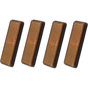 4Pcs Motorcycle Reflectors 3.5x1.38 Rectangle Reflector Self Adhesive for Trailers, Trucks, Automobiles,Bike,Boat (White)
