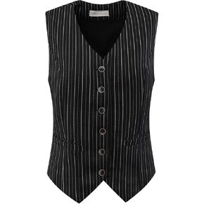 Women's Formal Button Down V Neck Vintage Striped Waistcoat Vest