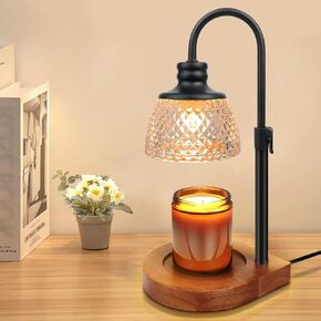 Candle Warmer Lamp with Timer, Candle Warmer with Dimmer Adjustable Height, Electric Candle Lamp Warmer with 2 Bulbs for Jar Candles Bedroom Living Room Home Decor