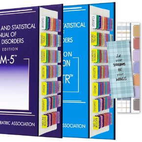 Index Tabs for DSM-5, Color-Coded DSM-5 Tabs, Laminated for Protection, 80 Tab in Total, 11 Blank Tabs, with Alignment Guide and Bookmark, Easy to Apply and Remove