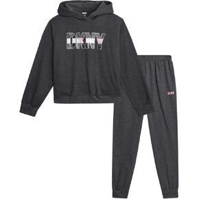 DKNY Girls Fleece Set - 2 Piece Girls Fleece Matching Set Sweatshirts and Sweatpants - Girls' fashion Fleece Outfit (4-16)
