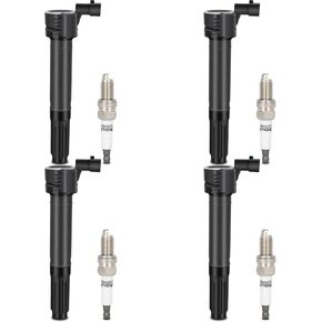 Ignition Coil Packs & Iridium Spark Plugs Fit 2012-2016 for Fiat 500, Set of 4, 68070492AB UF649