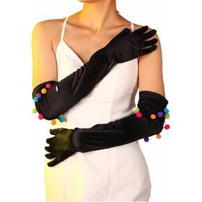 Ursumy St. Patrick Day Gloves Irish Green Flapper Elbow Length Glove Long 1920s Opera Gloves Proms Costume Party Glove