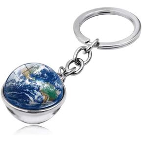 Solar System Planet Keyring Moon Mercury Mars Double-Side Glass Ball Fashion Galaxy Nebula Keychain Pendant