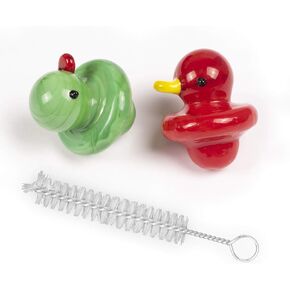 Glass Duck Art Tube Cover, 2pcs (red and Green)，with Cleaning Brush. in Saudi Arabia