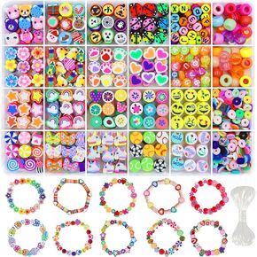 Redtwo 660PCS Polymer Clay Beads Bracelet Making kit, 24 Style Cute Fun Clay Beads, Clay Bead Charms for Jewelry Necklace Earring Making, DIY Bracelet Making Accessories for Kids Girls Age 6-13