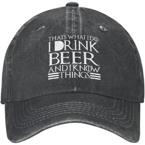 That's What I Do I Drink Beer and I Know Things Hat for Women Baseball Cap Graphic Hat Black