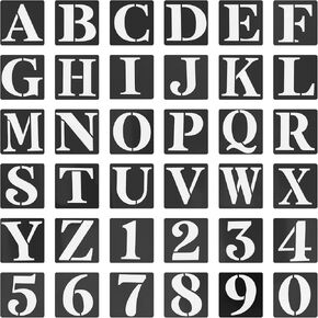 Letter and Number Stencils, 36 Pcs Alphabet Letter Stencils 2 Inch Plastic Lettering Templates Reusable Spray Paint Stencils for Painting on Wood Wall Fabric Chalkboard DIY Art Craft Stencil