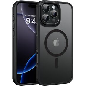 BENTOBEN for iPhone 16 Pro Max Magnetic Case, [Compatible with MagSafe] Translucent Matte Slim Fit Anti-Slip Shockproof Women Men Protective Cover Case for iPhone 16 Pro Max 6.9",Red/Black