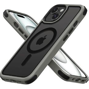 for iPhone 15 Pro Max Case, Compatible with MagSafe, Crystal Clear Case with Magnetic Ring, Multicolor Protective Shockproof Bumpers, Not Yellowing Slim Cover for Men Women - Black