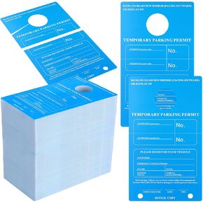 300 Pack Temporary Parking Permit Hang tag Parking Permit Tag Adhesive Parking Pass Tags 7.68 x 4.53 Inches Temporary Car Hang tag for Rearview Mirror Windshield