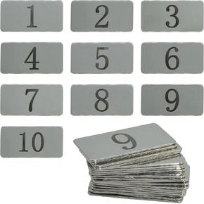 StayMax Rectangle Metal Numbered Tags Stainless Steel Number Tags Key Tags with No Holes (1-25)