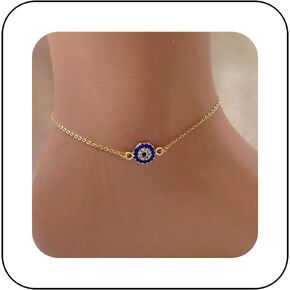 Gothic Sapphire Evil Eye Anklet Cz Evil Eye Anklet Bracelet Adjustable Luck Eye Anklet Foot Chain Gold Turkish Eye Anklet Chain Summer Beach Anklet Jewelry for Women