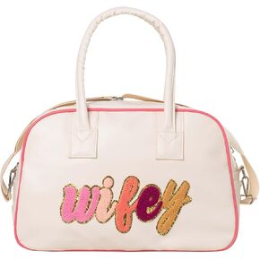 Travel Bag Crossbody Bags for Women Girl Chenille Letter Preppy Wifey Small Top Handle Purse Leather Hobo Handbags Shoulder Bag Travel Bag Weekender Bag Duffel Bag