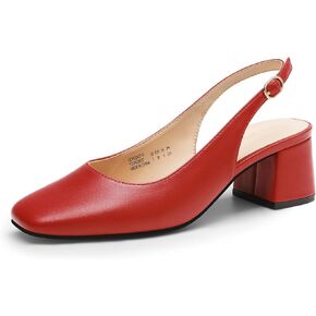 DREAM PAIRS Women's Low Chunky Heels Slingback Square Toe Block Dress Shoes Closed Toe Comfortable Wedding Work Pumps