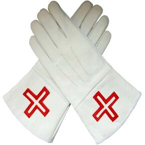 ST. Thomas of ACON Gauntlet - White Leather with RED Cross