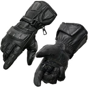 Milwaukee Leather SH717 Men's Black Leather Gauntlet Racing Motorcycle Hand Gloves W/Hard Knuckle Protection Extra Grip Reinforced Palm