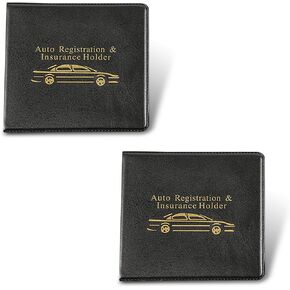 Pack-2 مشبك تخزين رخصة قيادة السيارة، منظم مستندات السيارة قابل للطي ومقاوم للماء من البولي يوريثان، حامل بطاقات محمول شفاف ومرئي مدمج، عالمي للسيارات (أسود وأصفر) in Kuwait