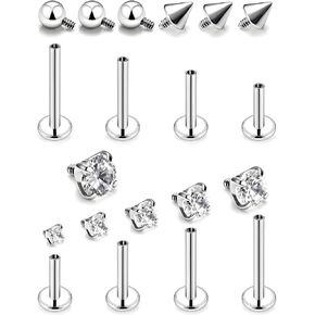 Medusa Piercing Jewelry 16G Internal Thread Surgical Steel Monroe Lip Piercing Jewelry Flat Back Stud Tragus Piercing Jewelry Lip Rings 6mm 8mm 10mm 12mm Ashley Piercing Lip Jewelry