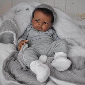 WOOROY Realistic Reborn Baby Dolls Black Boy, 20 Inch African American Newborn Boy Doll, Lifelike Weighted Soft Body, Christmas Birthday Gift for Kids Age 3 +
