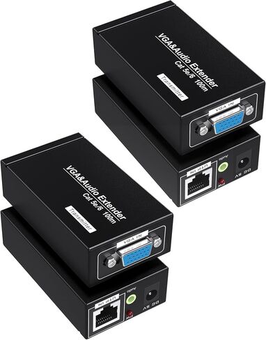 VGA عبر إيثرنت، موسع VGA إلى كابل إيثرنت Cat5e Cat6، جهاز استقبال إرسال VGA (328 قدمًا / 100 متر، المرسل + المستقبل) in Kuwait