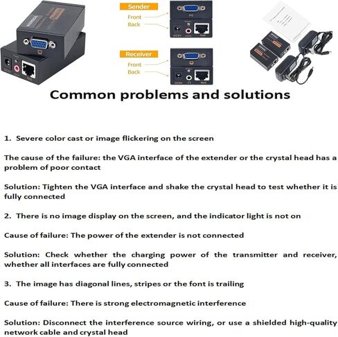 VGA عبر إيثرنت، موسع VGA إلى كابل إيثرنت Cat5e Cat6، جهاز استقبال إرسال VGA (328 قدمًا / 100 متر، المرسل + المستقبل) in Kuwait